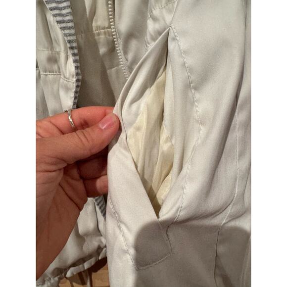 1 Madison Soft White Spring Coat, with Soft Cotton Striped Lining - Picture 4 of 9